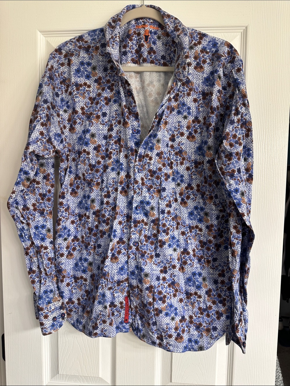 Casual Blue & Brown Floral Button-Down Shirt